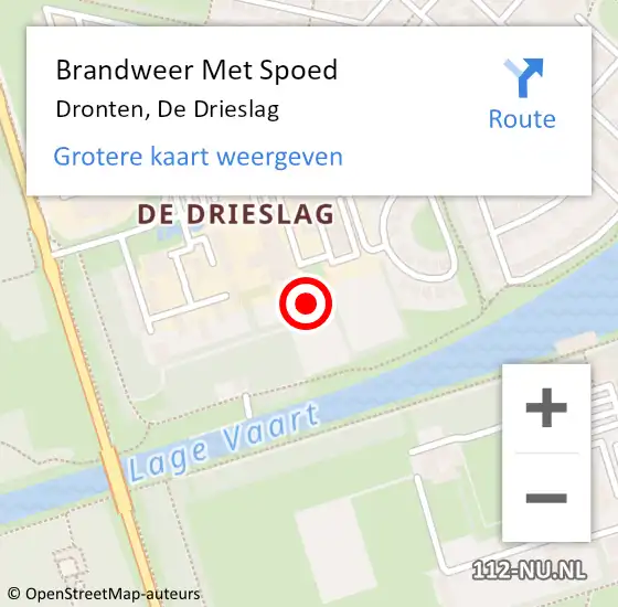 Locatie op kaart van de 112 melding: Brandweer Met Spoed Naar Dronten, De Drieslag op 19 oktober 2018 05:10
