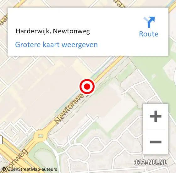 Locatie op kaart van de 112 melding:  Harderwijk, Newtonweg op 19 oktober 2018 06:22