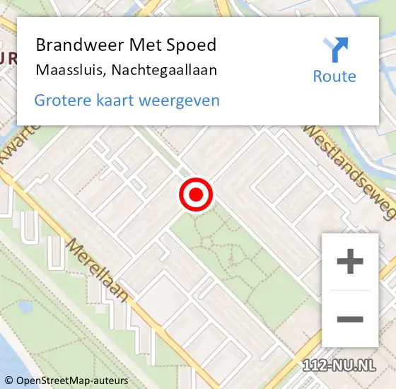 Locatie op kaart van de 112 melding: Brandweer Met Spoed Naar Maassluis, Nachtegaallaan op 19 oktober 2018 09:08