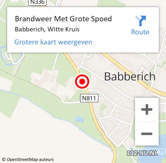 Locatie op kaart van de 112 melding: Brandweer Met Grote Spoed Naar Babberich, Witte Kruis op 19 oktober 2018 09:10