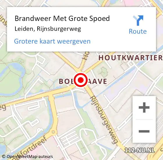 Locatie op kaart van de 112 melding: Brandweer Met Grote Spoed Naar Leiden, Rijnsburgerweg op 19 oktober 2018 09:19