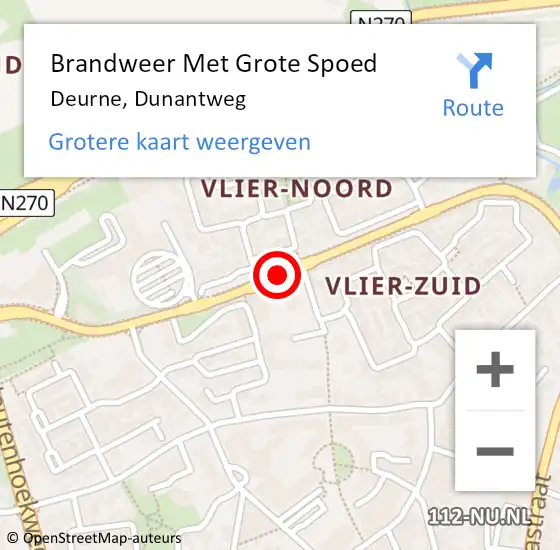 Locatie op kaart van de 112 melding: Brandweer Met Grote Spoed Naar Deurne, Dunantweg op 19 oktober 2018 09:19