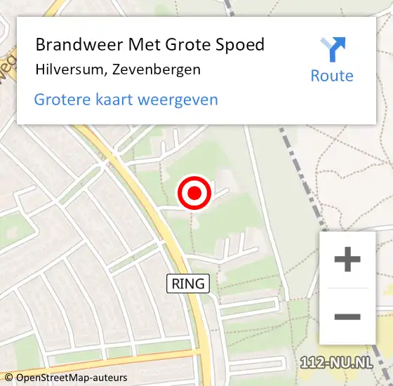 Locatie op kaart van de 112 melding: Brandweer Met Grote Spoed Naar Hilversum, Zevenbergen op 19 oktober 2018 09:20