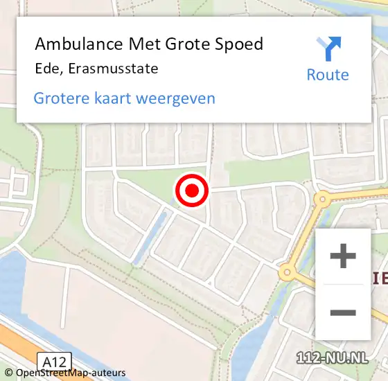Locatie op kaart van de 112 melding: Ambulance Met Grote Spoed Naar Ede, Erasmusstate op 19 oktober 2018 09:52