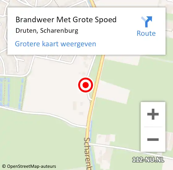 Locatie op kaart van de 112 melding: Brandweer Met Grote Spoed Naar Druten, Scharenburg op 19 oktober 2018 09:52