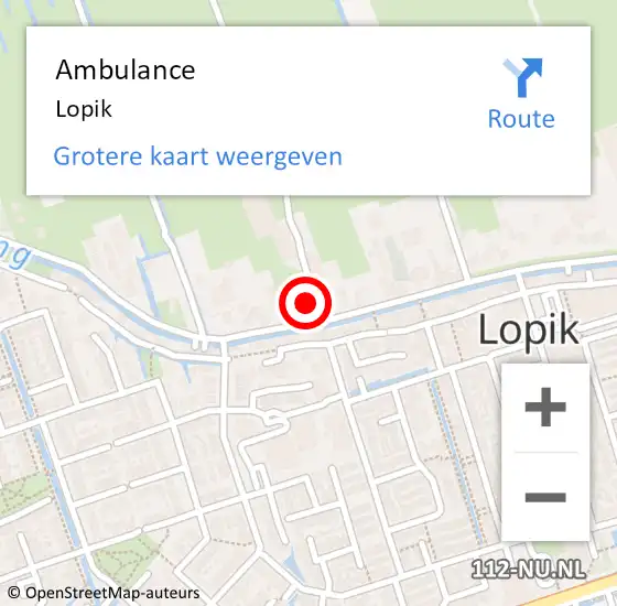 Locatie op kaart van de 112 melding: Ambulance Lopik op 19 oktober 2018 10:46