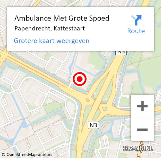 Locatie op kaart van de 112 melding: Ambulance Met Grote Spoed Naar Papendrecht, Kattestaart op 19 oktober 2018 12:06