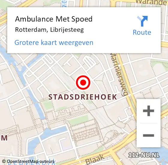 Locatie op kaart van de 112 melding: Ambulance Met Spoed Naar Rotterdam, Librijesteeg op 19 oktober 2018 12:59