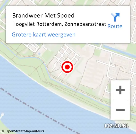 Locatie op kaart van de 112 melding: Brandweer Met Spoed Naar Hoogvliet Rotterdam, Zonnebaarsstraat op 19 oktober 2018 15:26
