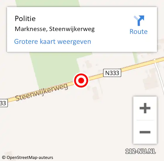 Locatie op kaart van de 112 melding: Politie Marknesse, Steenwijkerweg op 19 oktober 2018 19:19