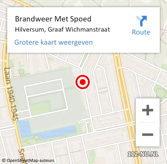 Locatie op kaart van de 112 melding: Brandweer Met Spoed Naar Hilversum, Graaf Wichmanstraat op 19 oktober 2018 19:52