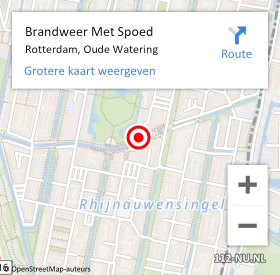 Locatie op kaart van de 112 melding: Brandweer Met Spoed Naar Rotterdam, Oude Watering op 19 oktober 2018 20:45