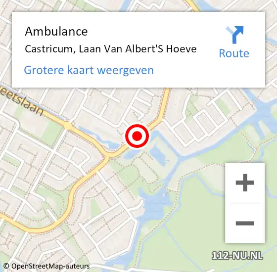 Locatie op kaart van de 112 melding: Ambulance Castricum, Laan Van Albert'S Hoeve op 19 oktober 2018 22:46