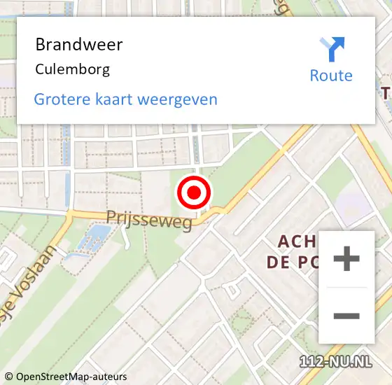 Locatie op kaart van de 112 melding: Brandweer Culemborg op 19 oktober 2018 23:24