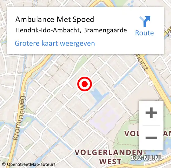 Locatie op kaart van de 112 melding: Ambulance Met Spoed Naar Hendrik-Ido-Ambacht, Bramengaarde op 20 oktober 2018 06:56