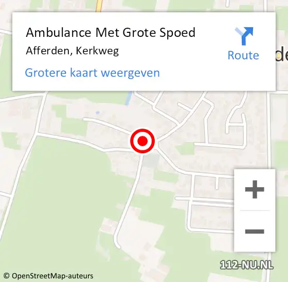 Locatie op kaart van de 112 melding: Ambulance Met Grote Spoed Naar Afferden, Kerkweg op 20 oktober 2018 09:02
