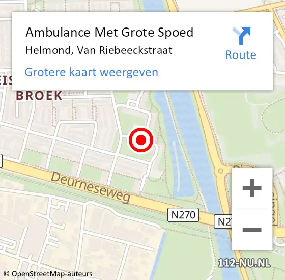 Locatie op kaart van de 112 melding: Ambulance Met Grote Spoed Naar Helmond, Van Riebeeckstraat op 20 oktober 2018 12:31