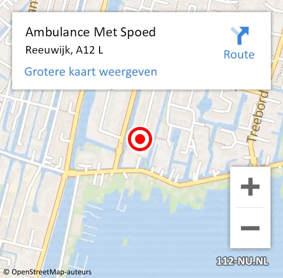 Locatie op kaart van de 112 melding: Ambulance Met Spoed Naar Reeuwijk, A12 L op 20 oktober 2018 14:00