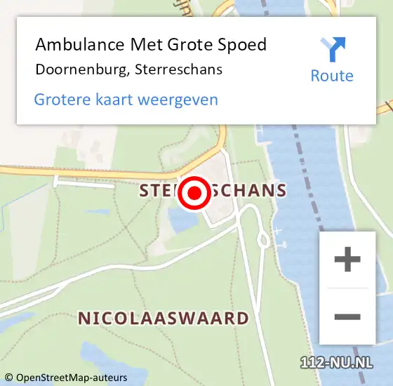 Locatie op kaart van de 112 melding: Ambulance Met Grote Spoed Naar Doornenburg, Sterreschans op 20 oktober 2018 14:41