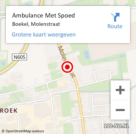 Locatie op kaart van de 112 melding: Ambulance Met Spoed Naar Boekel, Molenstraat op 20 oktober 2018 14:59