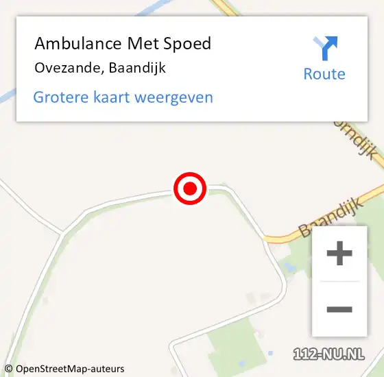 Locatie op kaart van de 112 melding: Ambulance Met Spoed Naar Ovezande, Baandijk op 20 oktober 2018 19:22