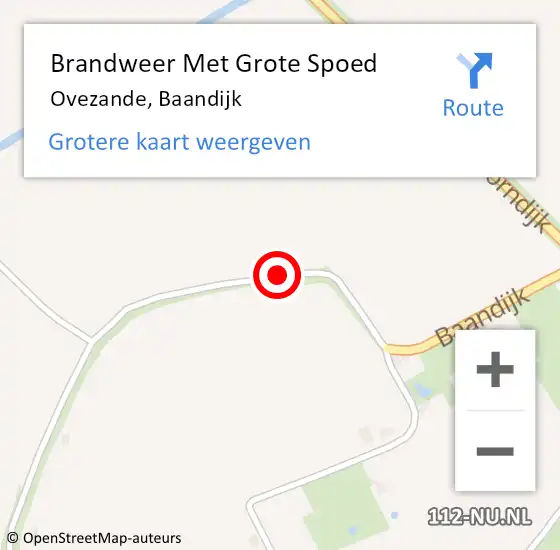 Locatie op kaart van de 112 melding: Brandweer Met Grote Spoed Naar Ovezande, Baandijk op 20 oktober 2018 19:25
