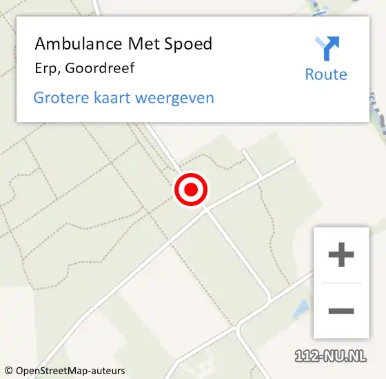 Locatie op kaart van de 112 melding: Ambulance Met Spoed Naar Erp, Goordreef op 20 oktober 2018 20:00