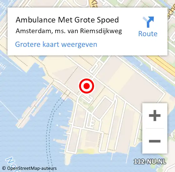 Locatie op kaart van de 112 melding: Ambulance Met Grote Spoed Naar Amsterdam, ms. van Riemsdijkweg op 21 oktober 2018 01:05