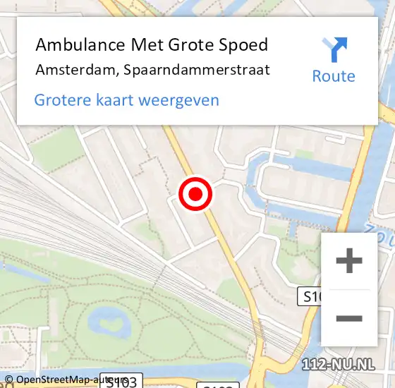 Locatie op kaart van de 112 melding: Ambulance Met Grote Spoed Naar Amsterdam, Spaarndammerstraat op 21 oktober 2018 06:16
