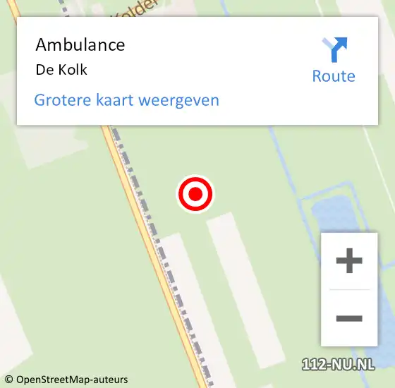 Locatie op kaart van de 112 melding: Ambulance De Kolk op 21 oktober 2018 06:54
