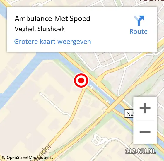 Locatie op kaart van de 112 melding: Ambulance Met Spoed Naar Veghel, Sluishoek op 21 oktober 2018 10:35