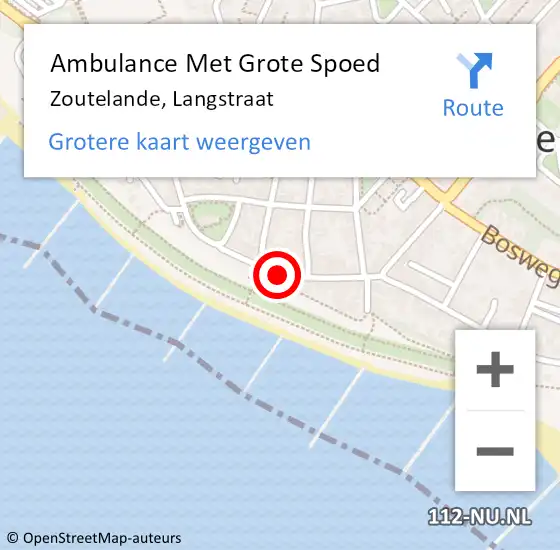 Locatie op kaart van de 112 melding: Ambulance Met Grote Spoed Naar Zoutelande, Langstraat op 21 oktober 2018 13:10