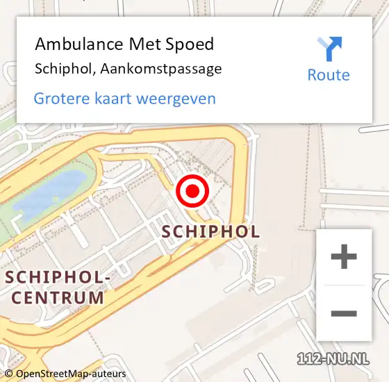 Locatie op kaart van de 112 melding: Ambulance Met Spoed Naar Schiphol, Aankomstpassage op 21 oktober 2018 13:27