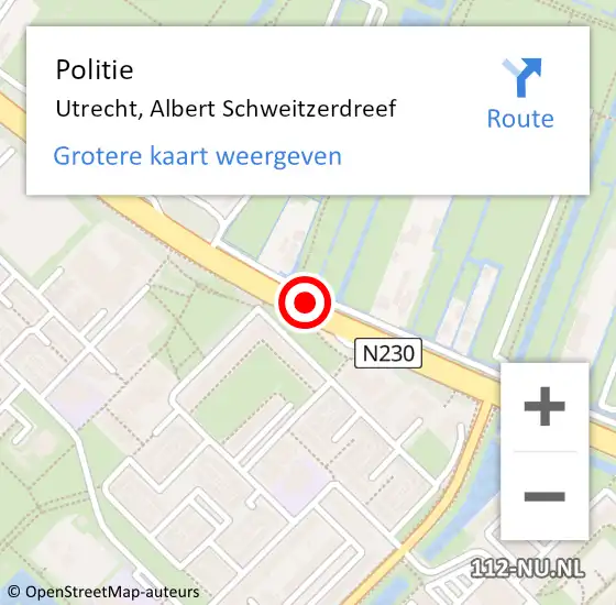 Locatie op kaart van de 112 melding: Politie Utrecht, Albert Schweitzerdreef op 21 oktober 2018 13:50