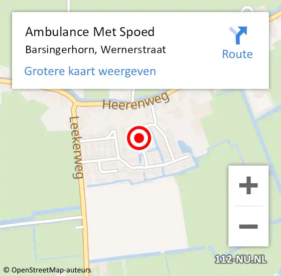 Locatie op kaart van de 112 melding: Ambulance Met Spoed Naar Barsingerhorn, Wernerstraat op 21 oktober 2018 15:23