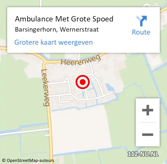 Locatie op kaart van de 112 melding: Ambulance Met Grote Spoed Naar Barsingerhorn, Wernerstraat op 21 oktober 2018 15:25