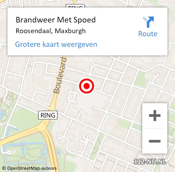 Locatie op kaart van de 112 melding: Brandweer Met Spoed Naar Roosendaal, Maxburgh op 21 oktober 2018 17:09