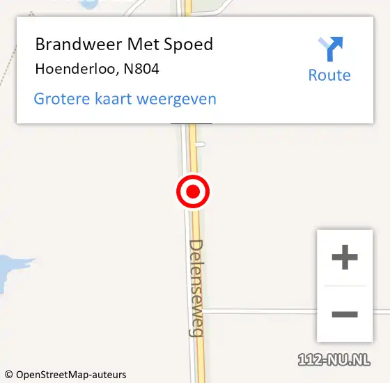 Locatie op kaart van de 112 melding: Brandweer Met Spoed Naar Hoenderloo, Delenseweg op 21 oktober 2018 19:10