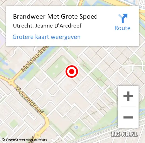 Locatie op kaart van de 112 melding: Brandweer Met Grote Spoed Naar Utrecht, Jeanne D'Arcdreef op 21 oktober 2018 22:23