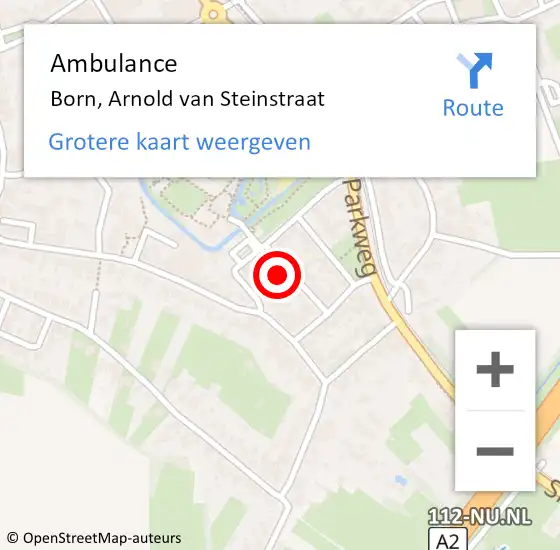 Locatie op kaart van de 112 melding: Ambulance Born, Arnold van Steinstraat op 12 maart 2014 14:10