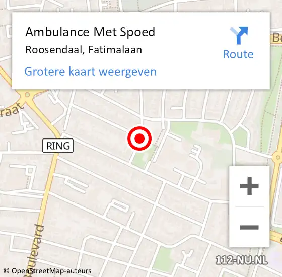 Locatie op kaart van de 112 melding: Ambulance Met Spoed Naar Roosendaal, Fatimalaan op 22 oktober 2018 00:03