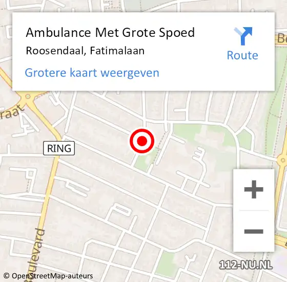 Locatie op kaart van de 112 melding: Ambulance Met Grote Spoed Naar Roosendaal, Fatimalaan op 22 oktober 2018 00:22
