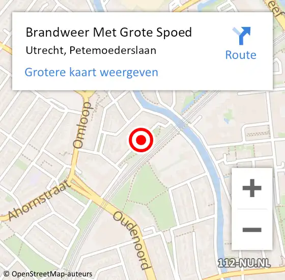 Locatie op kaart van de 112 melding: Brandweer Met Grote Spoed Naar Utrecht, Petemoederslaan op 22 oktober 2018 11:03