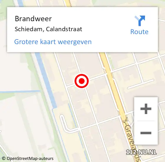 Locatie op kaart van de 112 melding: Brandweer Schiedam, Calandstraat op 22 oktober 2018 15:33