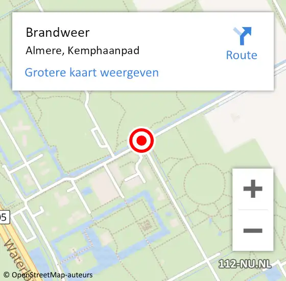 Locatie op kaart van de 112 melding: Brandweer Almere, Kemphaanpad op 22 oktober 2018 18:04