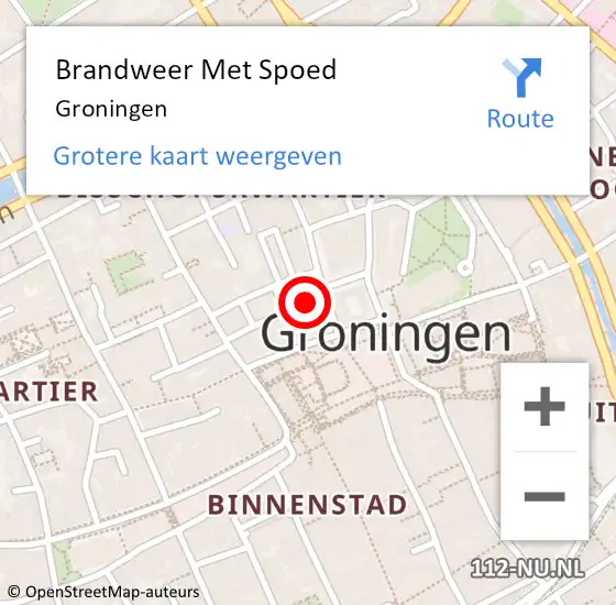 Locatie op kaart van de 112 melding: Brandweer Met Spoed Naar Groningen op 22 oktober 2018 20:17