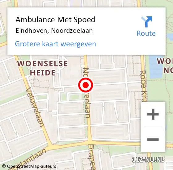 Locatie op kaart van de 112 melding: Ambulance Met Spoed Naar Eindhoven, Noordzeelaan op 22 oktober 2018 22:36