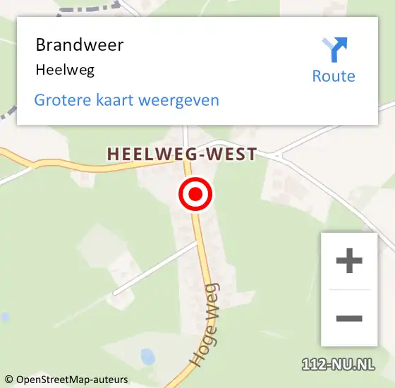 Locatie op kaart van de 112 melding: Brandweer Heelweg op 23 oktober 2018 01:40