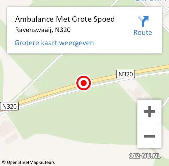 Locatie op kaart van de 112 melding: Ambulance Met Grote Spoed Naar Ravenswaaij, N320 op 23 oktober 2018 05:34