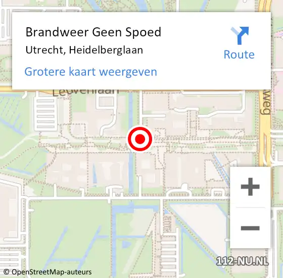 Locatie op kaart van de 112 melding: Brandweer Geen Spoed Naar Utrecht, Heidelberglaan op 23 oktober 2018 08:22